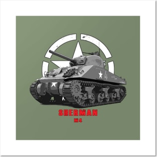 M4 Sherman Military tank WW2 Posters and Art